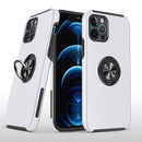 For iPhone 13/14 CHIEF Oil Painted Magnetic Ring Stand Hybrid Case Cover - Silver