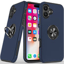 iPhone 16 6.1 inch CHIEF Oil Painted Magnetic Ring Stand Hybrid Case Cover - Dark Blue