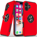 iPhone 16 6.1 inch CHIEF Oil Painted Magnetic Ring Stand Hybrid Case Cover - Red