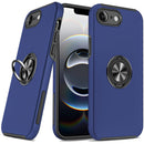 For iPhone 17E / 16E / SE4 CHIEF Oil Painted Magnetic Ring Stand Hybrid Case Cover - Dark Blue