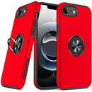 For iPhone 17E / 16E / SE4 CHIEF Oil Painted Magnetic Ring Stand Hybrid Case Cover - Red
