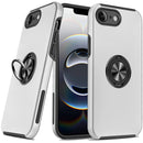 For iPhone 17E / 16E / SE4 CHIEF Oil Painted Magnetic Ring Stand Hybrid Case Cover - Silver