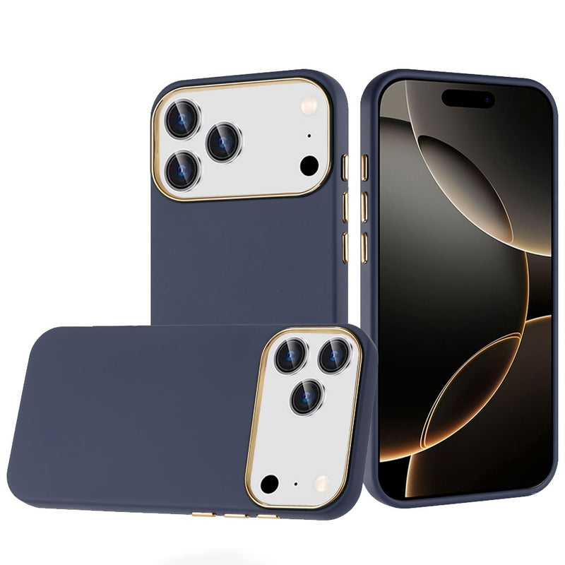 iPhone 17 Pro Max Classy Slick Chromed Around Hybrid Case Cover - Dark Blue