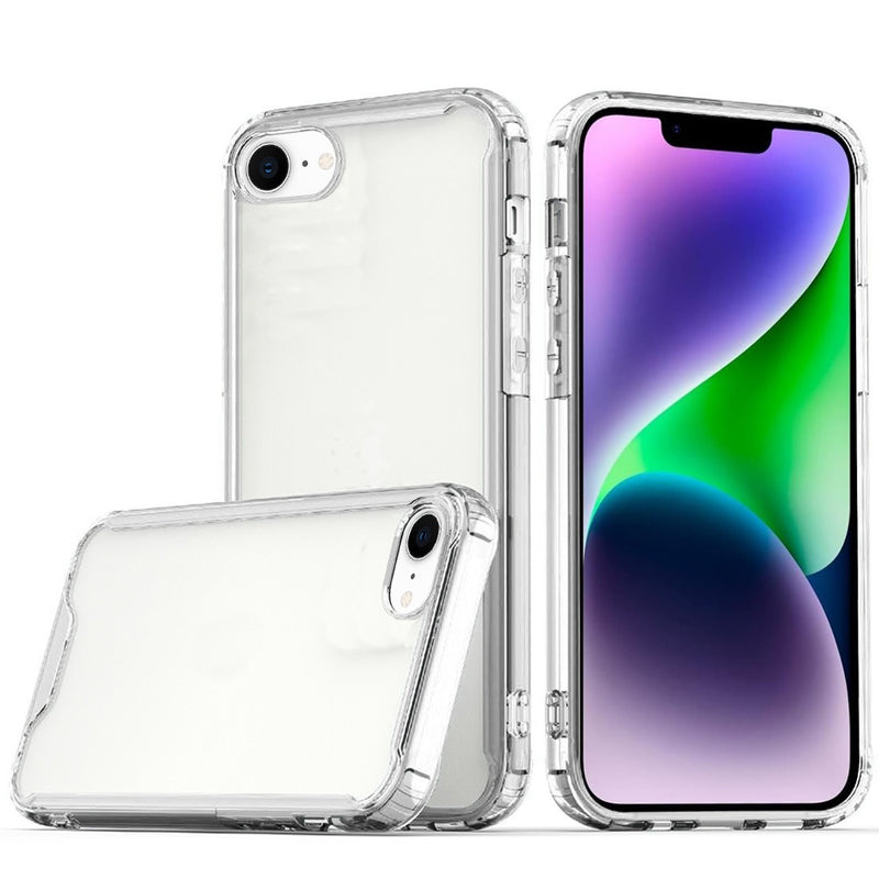 iPhone 16e Colored Shockproof Transparent Hard PC TPU Hybrid - Clear/Clear