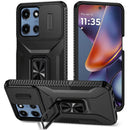 For Moto G 5G 2025/2026 - G Play 2026 - Complete Magnetic Metal Ring Stand Camera Protection Hybrid - Black
