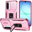 For Samsung A17 5G Complete Magnetic Metal Ring Stand Camera Protection Hybrid - Pink+Burgundy