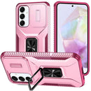Samsung Galaxy A36 Complete Magnetic Metal Ring Stand Camera Protection Hybrid - Pink+Burgundy