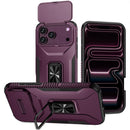 For Apple iPhone 18 Pro Max Complete Magnetic Metal Ring Stand Camera Protection Hybrid - Dark Cherry