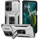 Moto G Stylus 5G 2025 Complete Magnetic Metal Ring Stand Camera Protection Hybrid - Silver