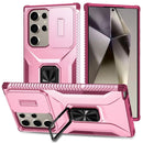 Samsung s25 5G Ultra Complete Magnetic Metal Ring Stand Camera Protection Hybrid - Pink+Burgundy