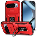 For Google Pixel 11 Pro XL Complete Magnetic Metal Ring Stand Camera Protection Hybrid - Red