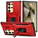 For Samsung S23 Ultra Complete Magnetic Metal Ring Stand Camera Protection Hybrid - Red