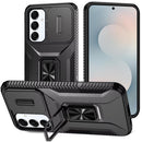 For Samsung s25 FE Complete Magnetic Metal Ring Stand Camera Protection Hybrid - Black