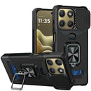 For Motorola Moto Edge 2026 Multi-Functional Card Magnetic Ring Stand Hybrid Camera Case Cover - Black