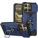 For Motorola Moto Edge 2026 Multi-Functional Card Magnetic Ring Stand Hybrid Camera Case Cover - Blue