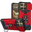 For Motorola Moto Edge 2026 Multi-Functional Card Magnetic Ring Stand Hybrid Camera Case Cover - Red