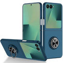 For Samsung Galaxy Z Flip 7 Chief Premium Matte Magnetic Ring Stand Hybrid Case Cover - Navy Blue