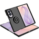 For Samsung Z Fold 8 Unique Flip Magnetic Ring Stand Transparent Hybrid Case Cover - Clear+Black
