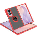 For Samsung Z Fold 8 Unique Flip Magnetic Ring Stand Transparent Hybrid Case Cover - Clear+Red