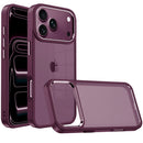 For Apple iPhone 18 Pro Max Finest Transparent Thick Acrylic Hybrid Metal Buttons Cover Case - Dark Cherry