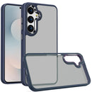 Samsung s26 Plus Finest Transparent Thick Acrylic Hybrid Metal Buttons Cover Case - Blue