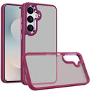 Samsung s26 Plus Finest Transparent Thick Acrylic Hybrid Metal Buttons Cover Case - Burgundy