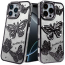 iPhone 16 Pro Max 6.9 Butterfly Freedom Shimmer Glitter Thick TPU Case Cover - Black
