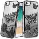 iPhone 16E / SE4 Butterfly Freedom Shimmer Glitter Thick TPU Case Cover - Black