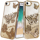 iPhone 16E / SE4 Butterfly Freedom Shimmer Glitter Thick TPU Case Cover - Gold