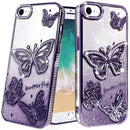 iPhone 16E / SE4 Butterfly Freedom Shimmer Glitter Thick TPU Case Cover - Purple