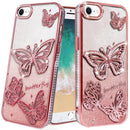 iPhone 16E / SE4 Butterfly Freedom Shimmer Glitter Thick TPU Case Cover - Rose Gold