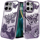 Motorola Moto G Stylus 5G (2025) Butterfly Freedom Shimmer Glitter Thick TPU Case Cover - Purple