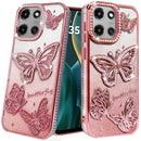 Motorola Moto G Stylus 5G (2025) Butterfly Freedom Shimmer Glitter Thick TPU Case Cover - Rose Gold