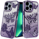 For iPhone 13 Pro Max Butterfly Freedom Shimmer Glitter Thick TPU Case Cover - Purple