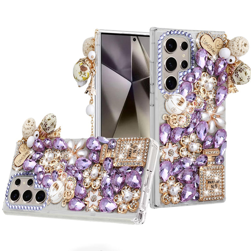 Samsung s25 Ultra 5G Full Diamond with Ornaments Case Cover - Ultimate Multi Ornament Purple