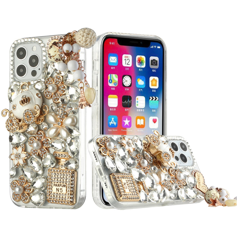 iPhone 15 Plus Full Diamond with Ornaments Hard TPU Case Cover - Ultimate Multi Ornament