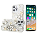 For iP15 Pro Max Rose Flower Full Diamond Bling Stones - Clear