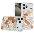iPhone 17 Pro Max Rose Flower Full Diamond Bling Stones - Gold