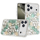 iPhone 17 Pro Rose Flower Full Diamond Bling Stones - Green
