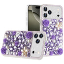 iPhone 17 Pro Rose Flower Full Diamond Bling Stones - Purple