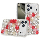 iPhone 17 Pro Rose Flower Full Diamond Bling Stones - Red