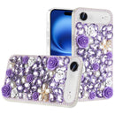 iPhone 17 Air Rose Flower Full Diamond Bling Stones - Purple