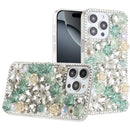 iPhone 16 Pro Max 6.9 inch Rose Flower Full Diamond Bling Stones - Green