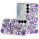 Samsung s26 Plus Rose Flower Full Diamond Bling Stones - Purple