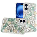 iPhone 17 Rose Flower Full Diamond Bling Stones - Green