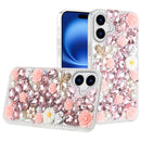 iPhone 17 Rose Flower Full Diamond Bling Stones - Pink