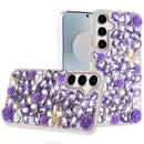 For Samsung s25 FE Rose Flower Full Diamond Bling Stones - Purple