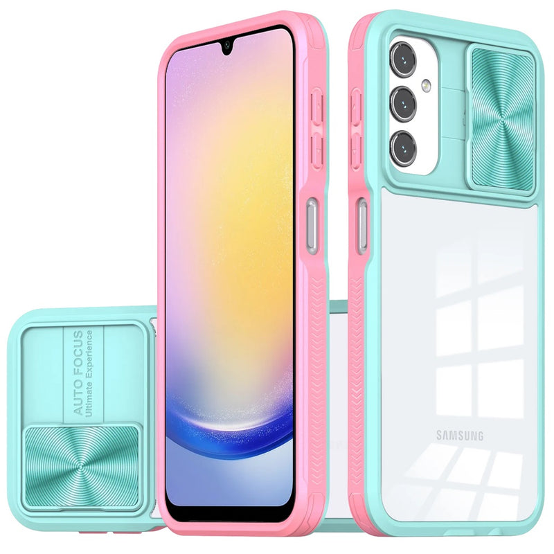 Samsung A25 5G Fusion Transparent Clear Hybrid Case Cover - Pink/Blue