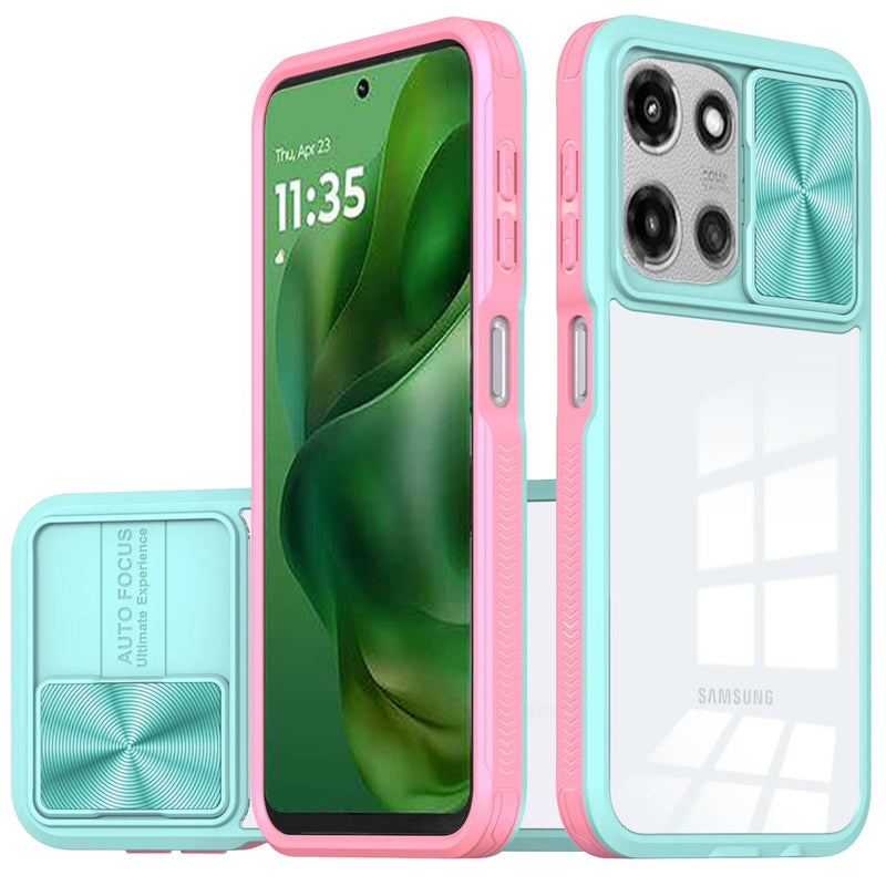 Motorola Moto G Power 5G 2025 Fusion Transparent Clear Hybrid Case Cover - Pink/Blue