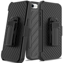 For iPhone 17E / 16E / SE4 Noble lined shockproof dual layer hybrid with Holster - Black/Black